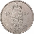 Дания 1 крона 1989 год - Королева Маргрете II