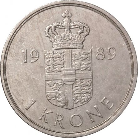 Дания 1 крона 1989 год - Королева Маргрете II