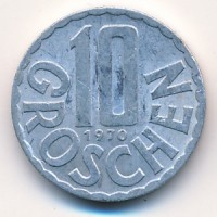 Монета Австрия 10 грошей 1970 год