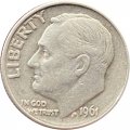 США 1 дайм (10 центов) 1961 год - Франклин Рузвельт (без отметки МД)