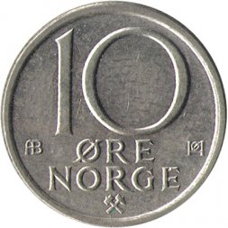 Норвегия 10 эре 1974 год - Король Улаф V