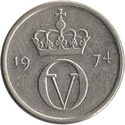 Норвегия 10 эре 1974 год - Король Улаф V