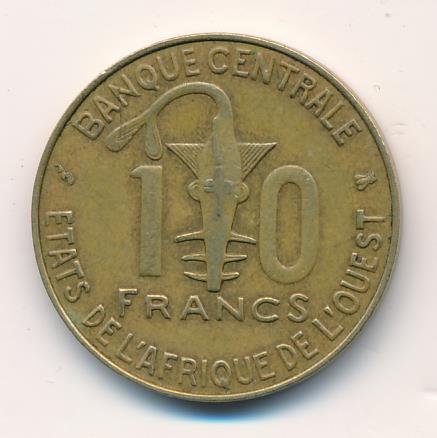 Западная Африка 10 франков 1995 год