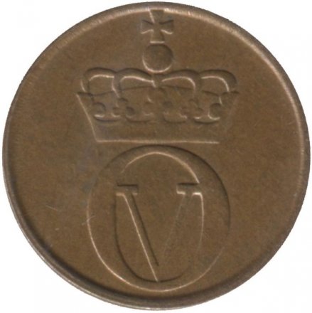 Норвегия 1 эре 1962 год - Король Улаф V. Белка