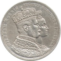 Пруссия 1 талер 1861 год - Коронация Вильгельма I и Августы