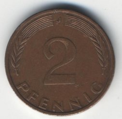 ФРГ 2 пфеннига 1974 год (J)