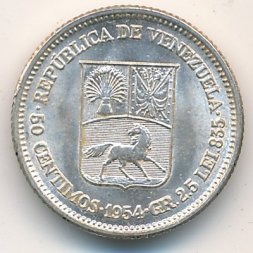 Венесуэла 50 сентимо 1954 год