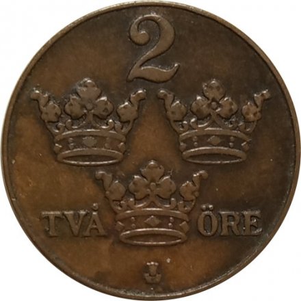 Швеция 2 эре 1926 год - Король Густав V