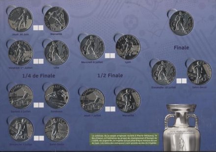Набор из 56 жетонов Франции «Чемпионат Европы по футболу UEFA EURO 2016» (в альбоме)