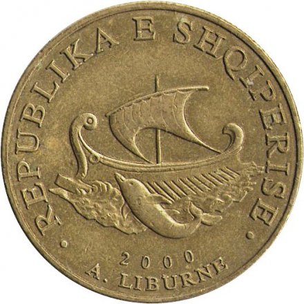 Албания 20 лек 2000 год - Либурна (древнее парусно-гребное судно)