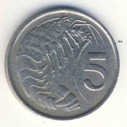Каймановы острова 5 центов 1977 год