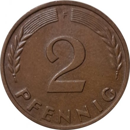 ФРГ 2 пфеннига 1963 год - F