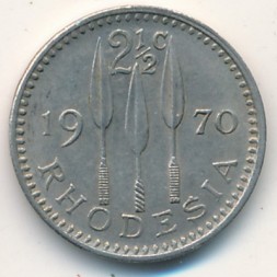Родезия 2 1/2 цента 1970 год