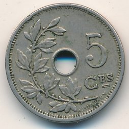 Бельгия 5 сантимов 1904 год BELGIQUE