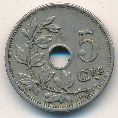 Бельгия 5 сантимов 1904 год BELGIQUE
