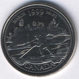 Канада 25 центов 1999 год - Март