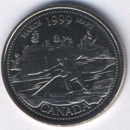 Канада 25 центов 1999 год - Март