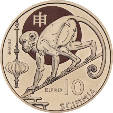 Сан-Марино 10 евро 2024 год - Китайский гороскоп - Год Обезьяны