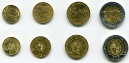 Набор из 4 монет Уругвай 2012 - 2015 год - Животные