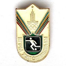 Значок. Виды спорта. Игры XXll Олимпиады. Футбол