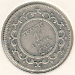 Тунис 1 франк 1911 год