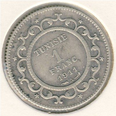 Тунис 1 франк 1911 год