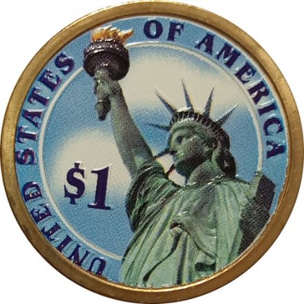 США 1 доллар 2009 год (P) - 11-ый Президент США - Джеймс Нокс Полк (цветная эмаль)