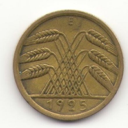 Веймарская республика 5 рейхспфеннигов 1925 год (E)