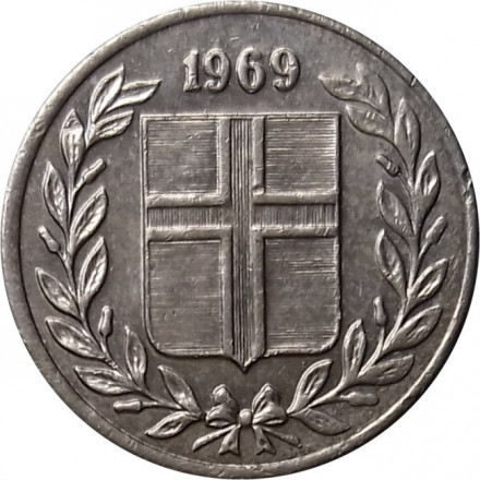 Исландия 10 эйре 1969 год (крупный гурт)