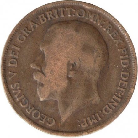 Великобритания 1 пенни 1919 год - Король Георг V (без отметки МД)