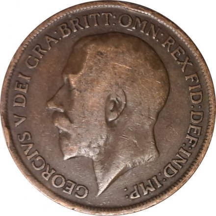 Великобритания 1 пенни 1919 год - Король Георг V (без отметки МД)