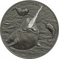 Острова Кука 5 долларов 2015 год - Нарвал. Морской единорог