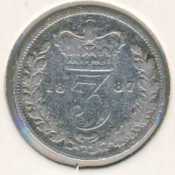 Великобритания 3 пенса 1887 год