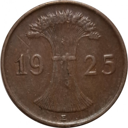 Веймарская республика 1 рейхспфенниг 1925 год (E)