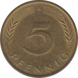 ФРГ 5 пфеннигов 1991 год (A)