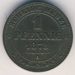 Саксония 1 пфенниг 1873 год