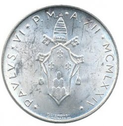 Ватикан 500 лир 1974 год