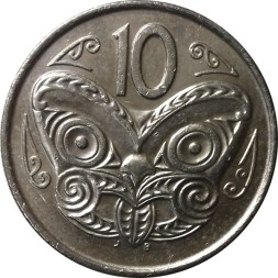 Новая Зеландия 10 центов 2001 год - Маска маори