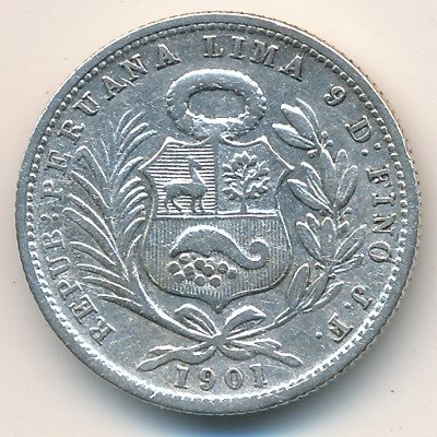 Перу 1/5 соля 1901 год