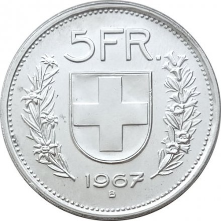 Швейцария 5 франков 1967 год