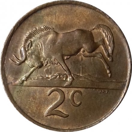 ЮАР 2 цента 1990 год - Белохвостый гну