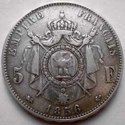 Франция 5 франков 1856 год - Наполеон III (D)