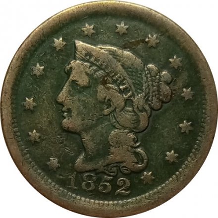США 1 цент 1852 год - Liberty Head Cent