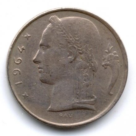 Бельгия 5 франков 1964 год BELGIE