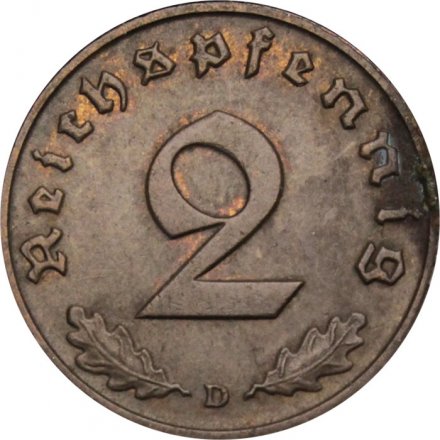 Третий Рейх 2 рейхспфеннига 1938 год (D)