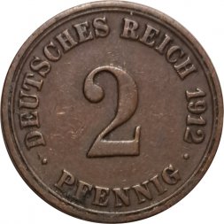 Германия 2 пфеннига 1912 год (A)