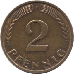 ФРГ 2 пфеннига 1965 год - F
