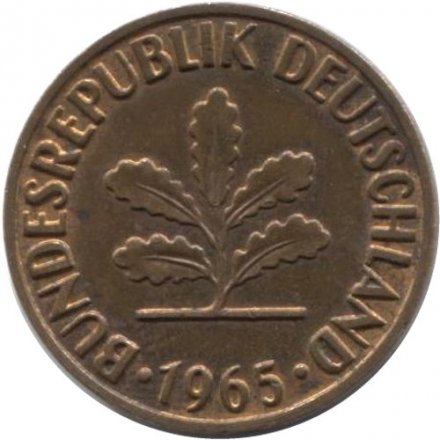 ФРГ 2 пфеннига 1965 год - F
