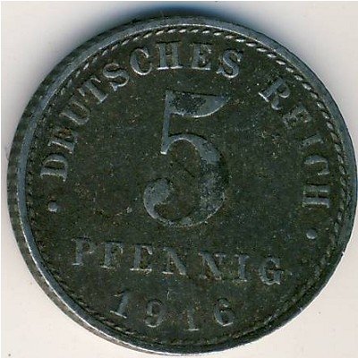 Германия 5 пфеннигов 1916 год