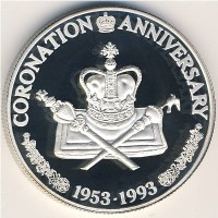 Монета Теркс и Кайкос 20 крон 1993 год